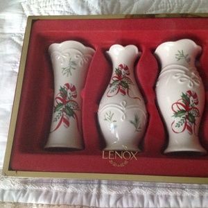 Lenox Christmas Bud Vases Holly Berry & Candy Cane